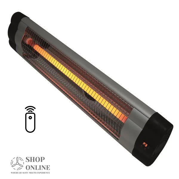 Стенен кварцов отоплител Eurolamp 2000 W, IP20, с дистанционно и таймер — 300-42010