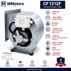 Центробежен двойнозасмукващ вентилатор MMotors CF 12-12 F 6P 1V, 1100 W