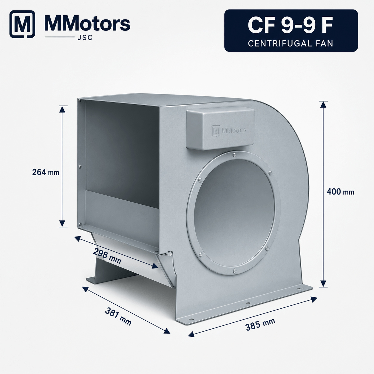 Центробежен двойнозасмукващ вентилатор MMotors CF 9-9 F 4P 1V, 550 W - Image 3