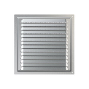 Метална вентилационна решетка VENTEUROPE 2525MC, 250 × 250 mm, сребриста, с мрежа