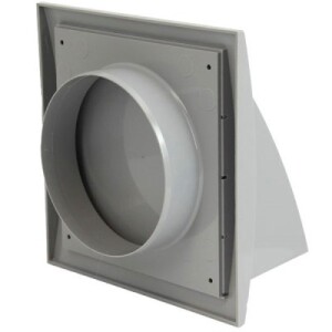 Вентилационна решетка, пластмаса Europlast ND10FVP 148x153mm, Ø100 с клапа, сива