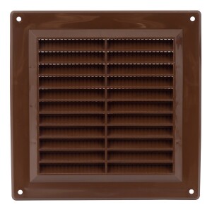 Вентилационна решетка със защитна мрежа, пластмасова Europlast VR1515 150x150mm кафява