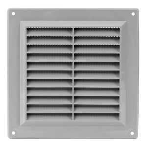 Вентилационна решетка със защитна мрежа, пластмаса Europlast VR1515P 150x150mm сива