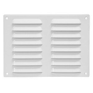 Вентилационна решетка със защитна мрежа, метална Europlast MR2619 260x190mm, бяла