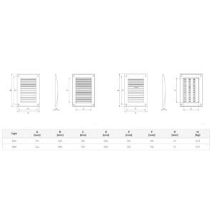 Вентилационна решетка пластмасова Europlast N30 140x300mm, бяла