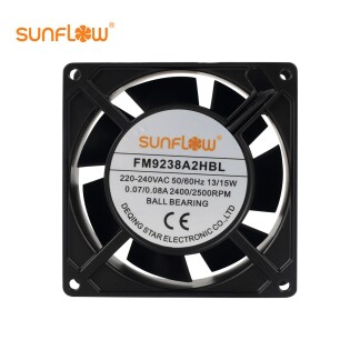 Рамков вентилатор Sunflow FM9238A2HBL, 92 × 92 × 38 mm, 220 V AC